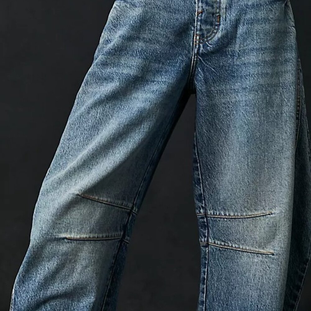 Free People We The Free Good Luck Mid-Rise Barrel Jeans Color Ultra Light Beam - Picture 5 of 5